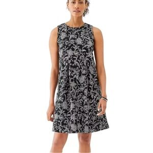 J Jill Wearever Collection Sleeveless Floral Dress Size S Black White